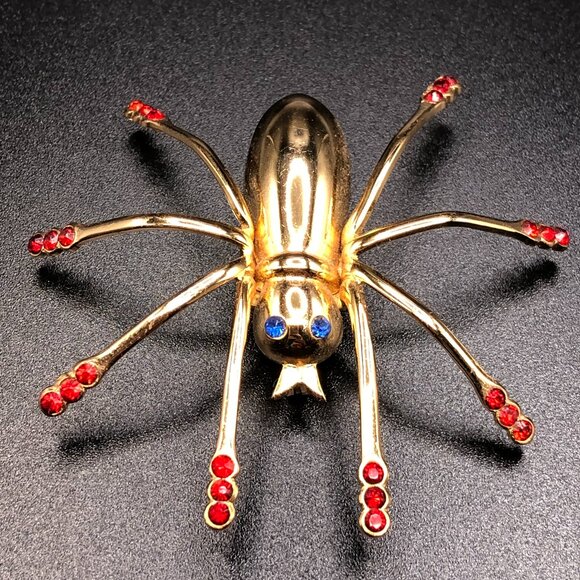 coro Jewelry - Vintage Coro Rhinestone Spider Brooch